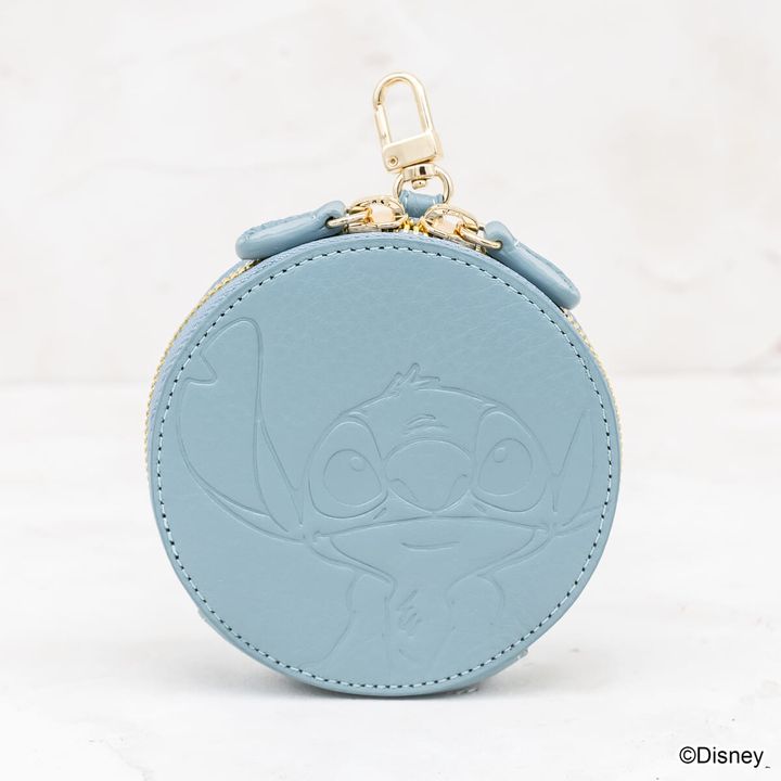 Disney リロ＆スティッチ デザイン レザー ラウンドポーチ（オスマシ）