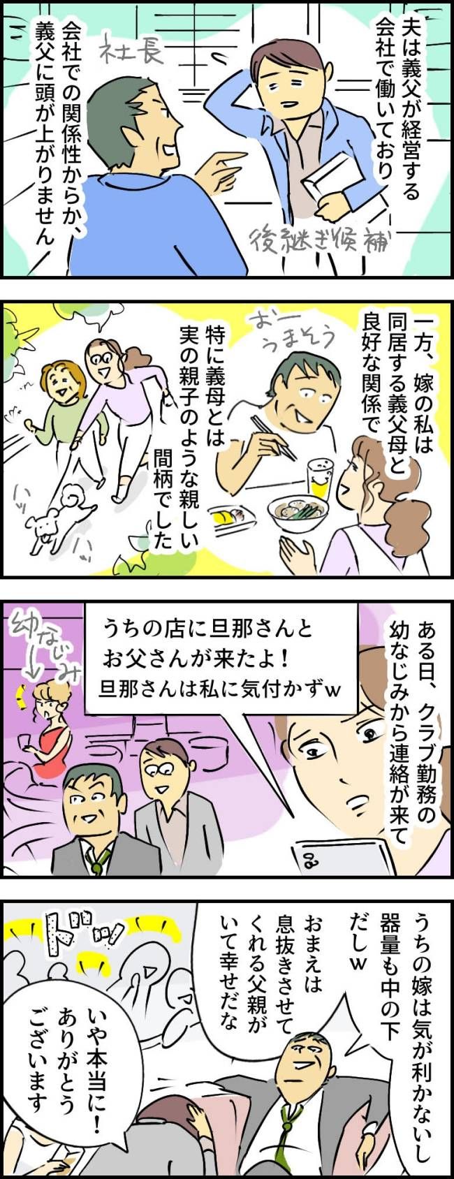 嫁をけなす義父に同調する夫