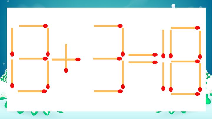 【マッチ棒クイズ】1本だけ動かして正しい式に：13+3=18？の問題画像