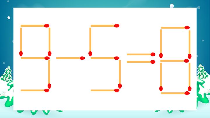 【マッチ棒クイズ】1本だけ動かして正しい式に：9-5=8？の問題画像