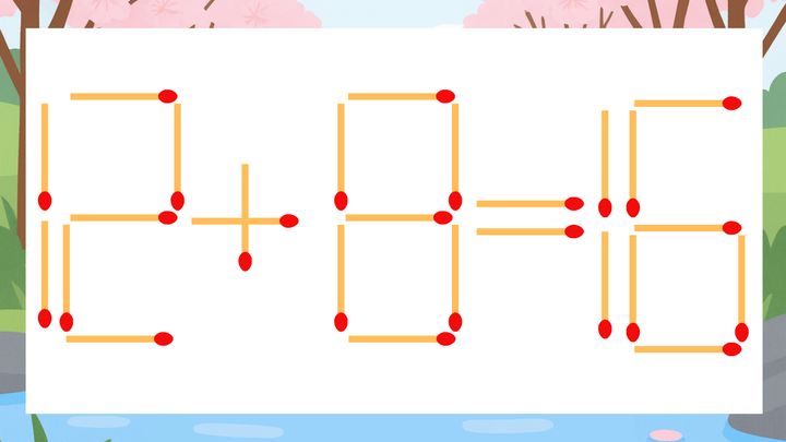 【マッチ棒クイズ】1本だけ動かして正しい式に：12+8=16？の問題画像