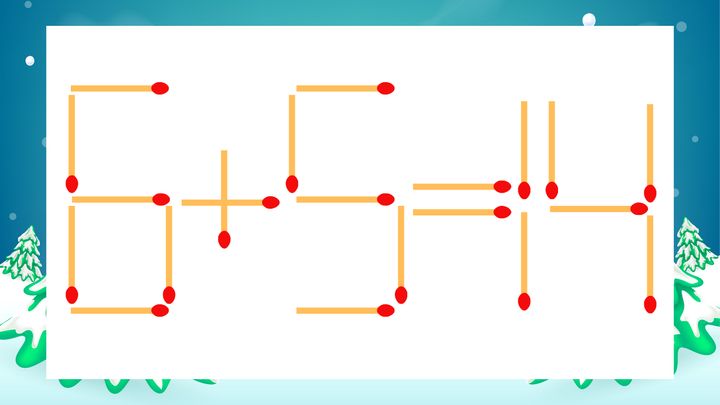【マッチ棒クイズ】1本だけ動かして正しい式に：6+5=14？の問題画像