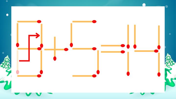 【マッチ棒クイズ】1本だけ動かして正しい式に：6+5=14？の解答画像