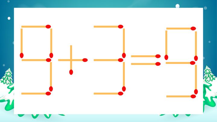 【マッチ棒クイズ】1本だけ動かして正しい式に：9+3=9？の問題画像