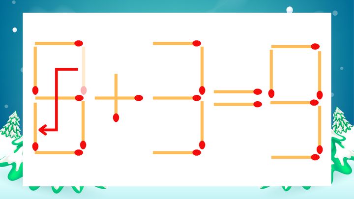 【マッチ棒クイズ】1本だけ動かして正しい式に：9+3=9？の解答画像