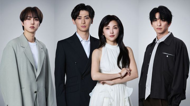 ドラマ『親愛なる夫へ～完璧な妻の嘘～』（左から）尾崎匠海（INI）、古川雄大、田中麗奈、前田公輝 （C）ytv width=