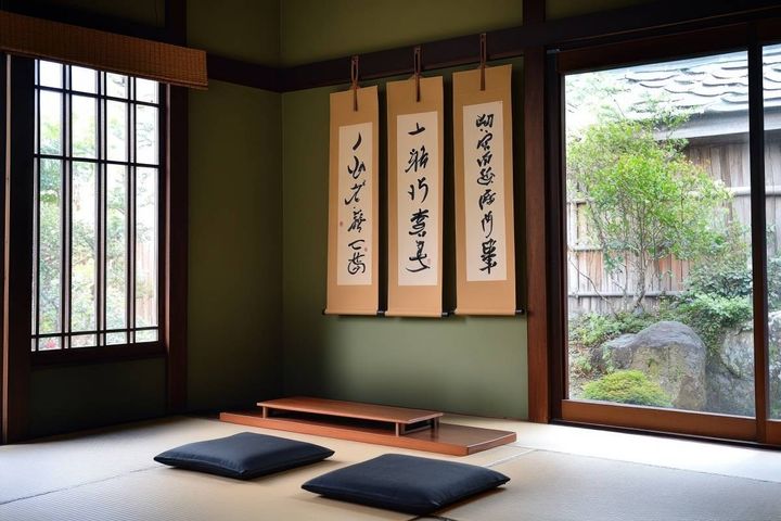 和室 家庭運 下がる 黒い座布団