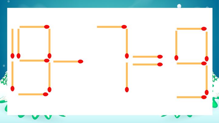 【マッチ棒クイズ】1本だけ動かして正しい式に：19-7=9？の問題画像