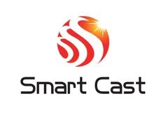 株式会社スマートキャストのコーポレートロゴ。赤とオレンジの炎状シンボルマークと「Smart Cast」英文社名テキストのみで構成されたロゴ画像。