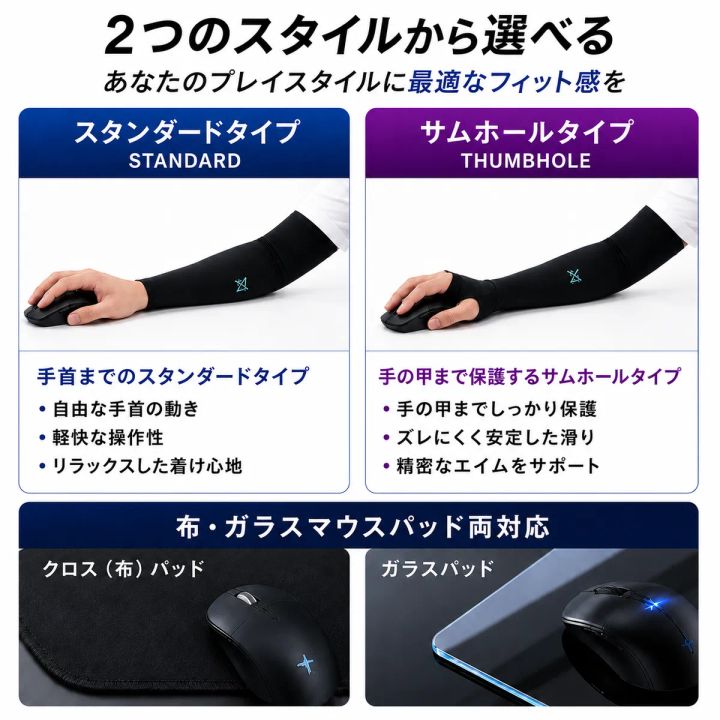 スタンダードタイプとサムホールタイプの比較