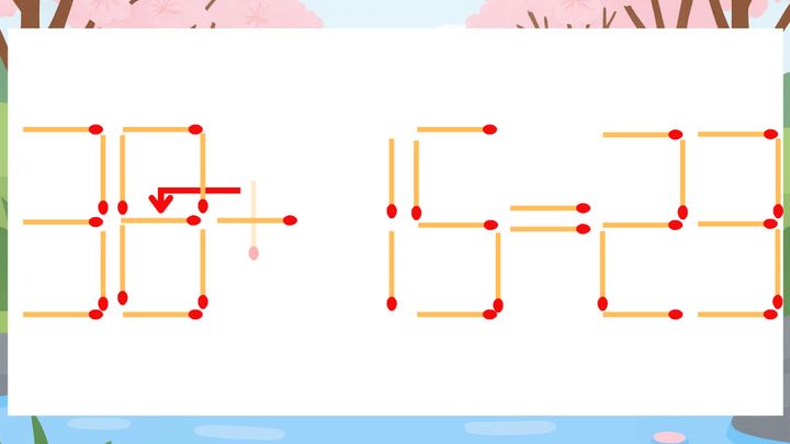 【マッチ棒クイズ】1本だけ動かして正しい式に：30+15=23？の解答画像