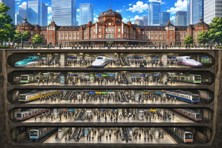 実は『東京駅』、地下5階・1日3,000本の列車をさばく立体構造！巨大ターミナルの「規格外」なからくり