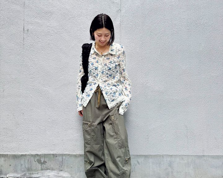 【SNAP】花柄レースにカーゴパンツでストリート感をプラス♡ 安座名 瑛 さん