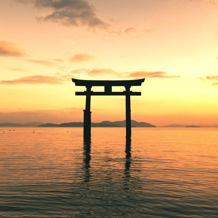 鳥居と夕日