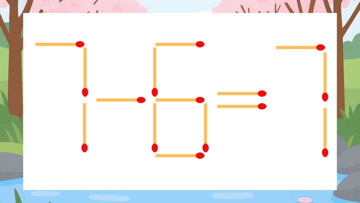 【マッチ棒クイズ】1本だけ動かして正しい式に：7-6=7？の問題画像
