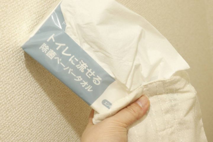 ティッシュケースカバー（インド綿混、ナチュラルドビー） 活用例