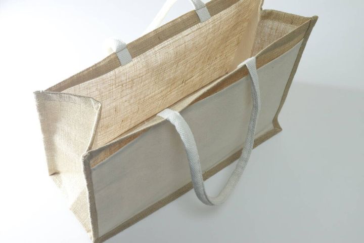 コットンポケット付ジュートバッグ（46cm×34cm×20cm） 自立