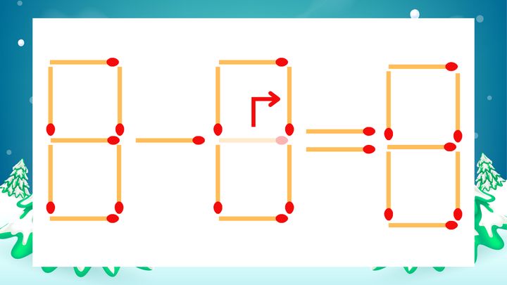 【マッチ棒クイズ】1本だけ動かして正しい式に：8-6=8？の解答画像