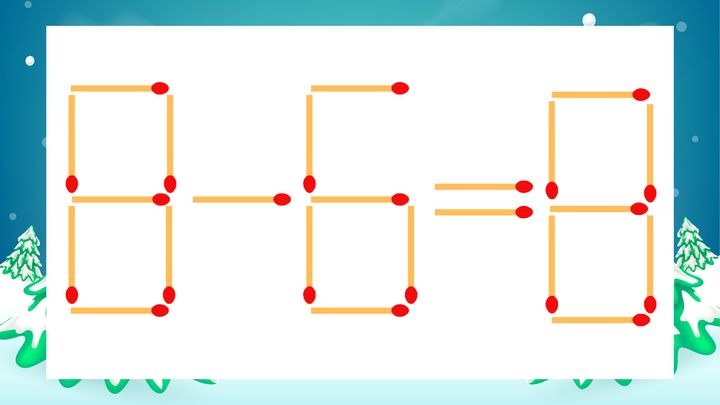 【マッチ棒クイズ】1本だけ動かして正しい式に：8-6=8？の問題画像