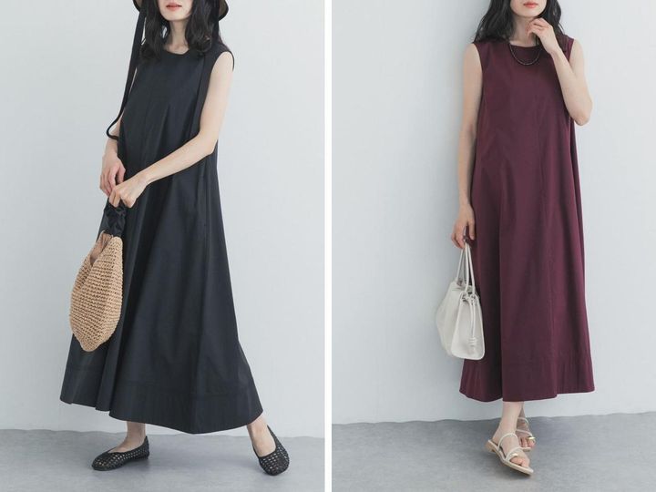 画像: 「撥水ノースリーブAラインワンピース」各￥10,450 出典：アーバンリサーチ ドアーズ