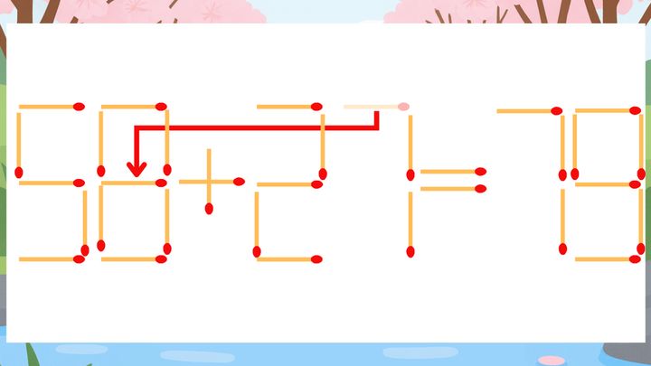 【マッチ棒クイズ】1本だけ動かして正しい式に：50+27=79？の解答画像