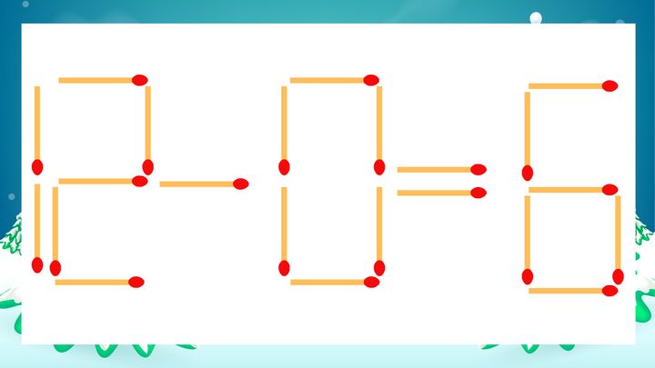 【マッチ棒クイズ】1本だけ動かして正しい式に：12-0=6？の問題画像