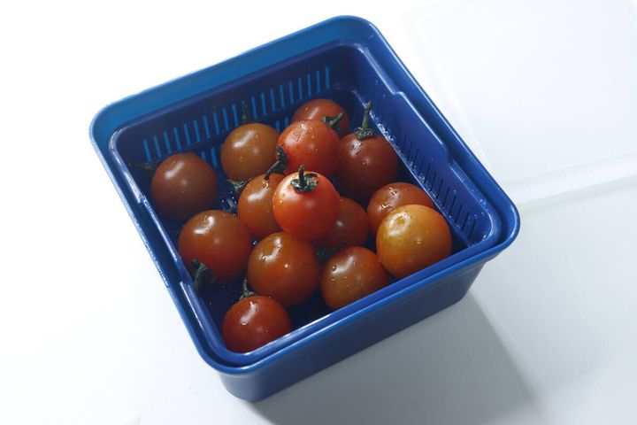ザルつきパック スクエア 580ml ネイビー 使用例