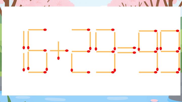 【マッチ棒クイズ】1本だけ動かして正しい式に：16+29=99？の問題画像