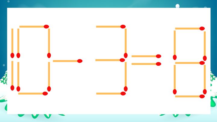 【マッチ棒クイズ】1本だけ動かして正しい式に：10-3=8？の問題画像