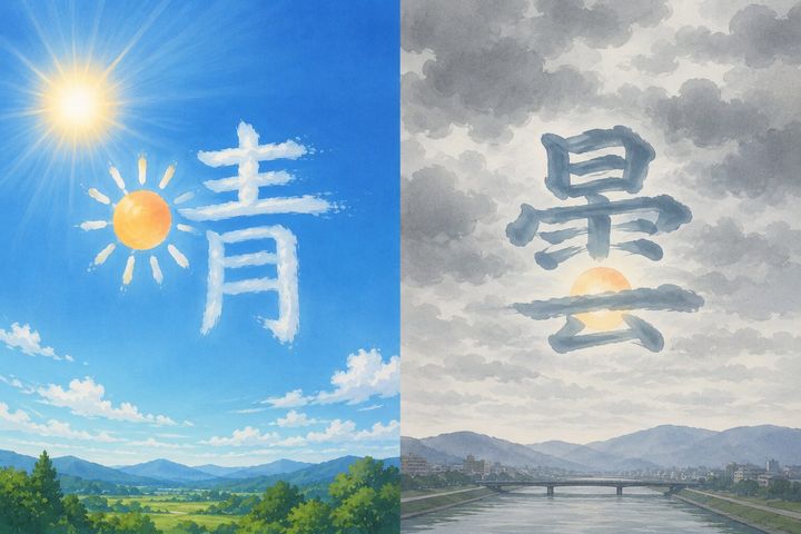 『晴』の「青」は青空の色、『曇』は雲が太陽を隠す形！毎日見ているのに意外と知らない天気の漢字の成り立ち