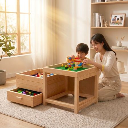 レゴ散らかり問題に終止符！遊ぶ・飾る・片付けるを叶える「レゴ専用収納テーブル」