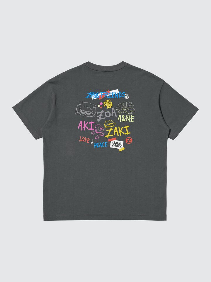 ユニクロUT×ZO＆FRIENDSダークグレーT背面