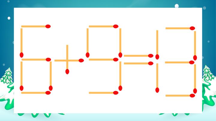 【マッチ棒クイズ】1本だけ動かして正しい式に：6+9=13？の問題画像