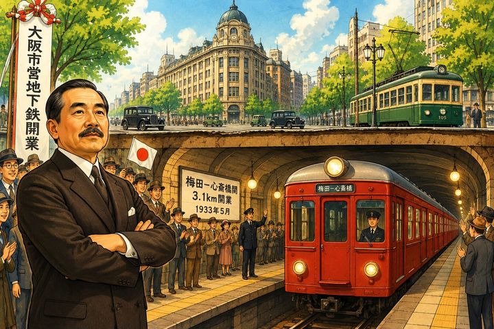 『御堂筋線』は1933年開業の日本初公営地下鉄！『銀座線』とは別軸の「日本初」を背負う大阪・関一市長の物語