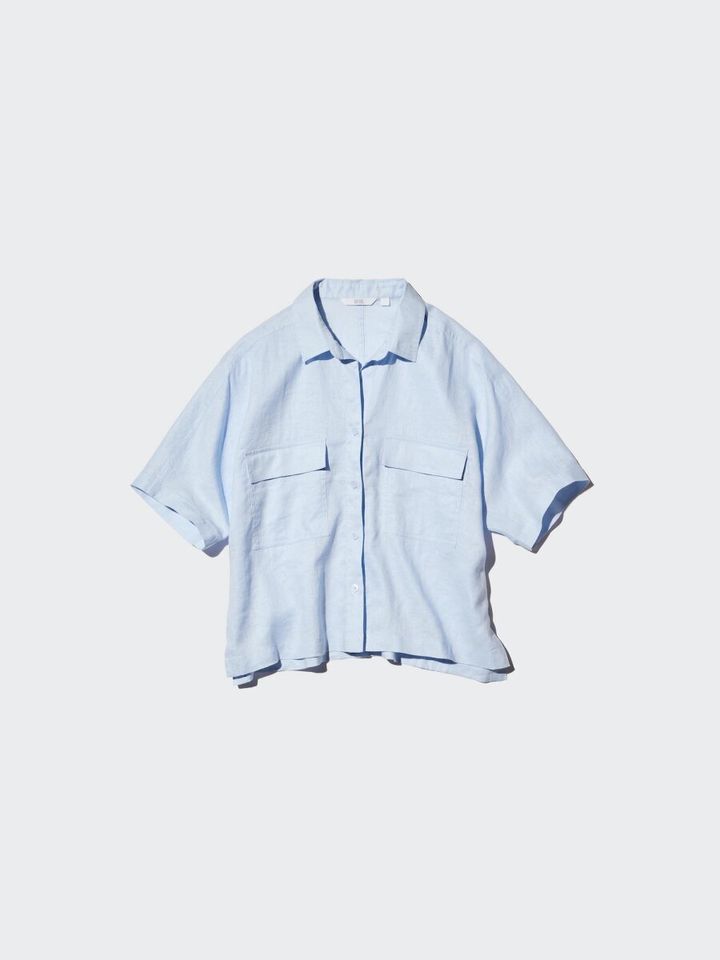 ユニクロのプレミアムリネンスキッパーボクシーシャツ
