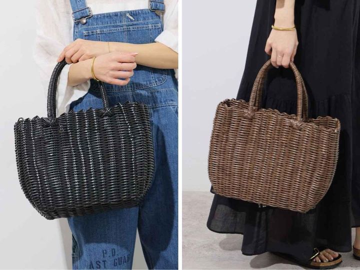画像: 「かごバッグ」[縦25×横36×マチ12cm]各￥7,590【ル ヴォヤージュ アン パニエ】 出典：ジャーナル スタンダード レリューム
