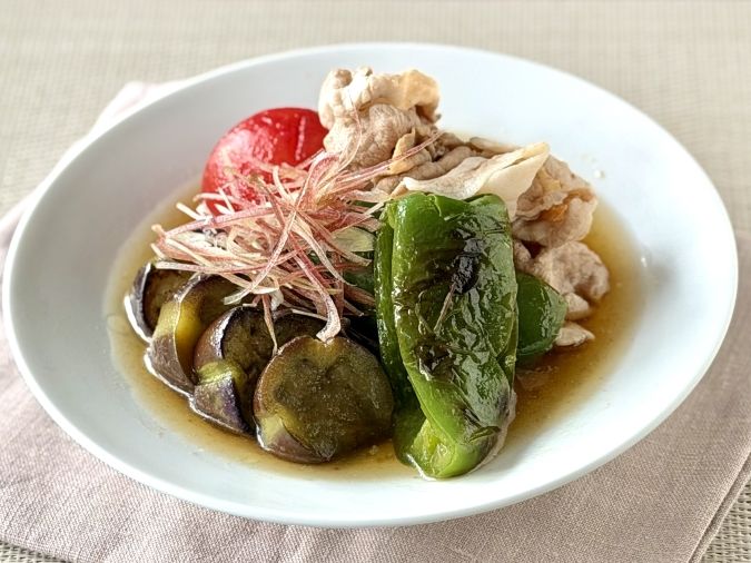 夏野菜と豚しゃぶのだしびたし