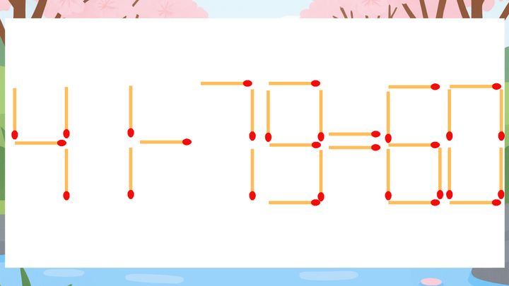 【マッチ棒クイズ】1本だけ動かして正しい式に：41-79=60？の問題画像