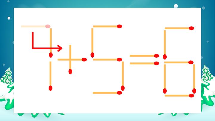 【マッチ棒クイズ】1本だけ動かして正しい式に：7-5=6？の解答画像