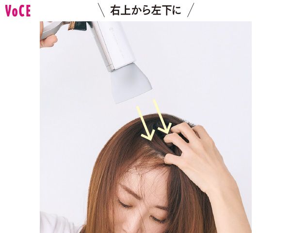 神崎恵さん／右上から左下に