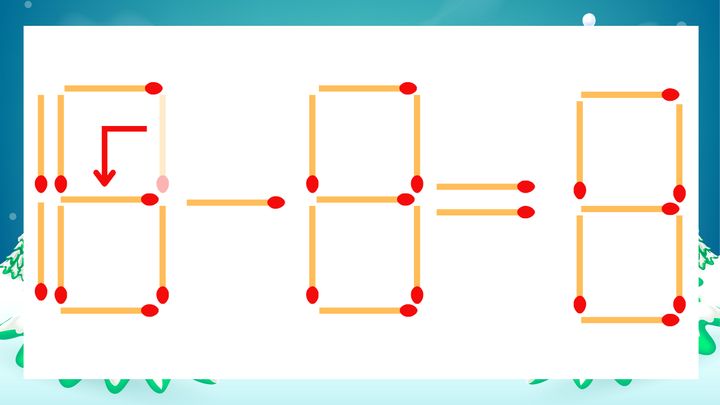 【マッチ棒クイズ】1本だけ動かして正しい式に：10-8=8？の解答画像