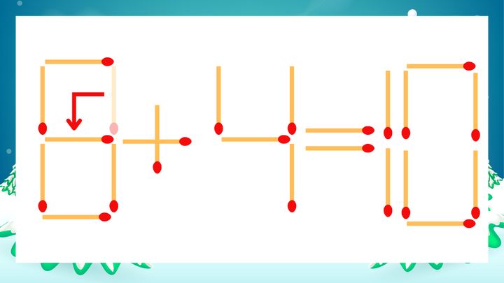 【マッチ棒クイズ】1本だけ動かして正しい式に：0+4=10？の解答画像