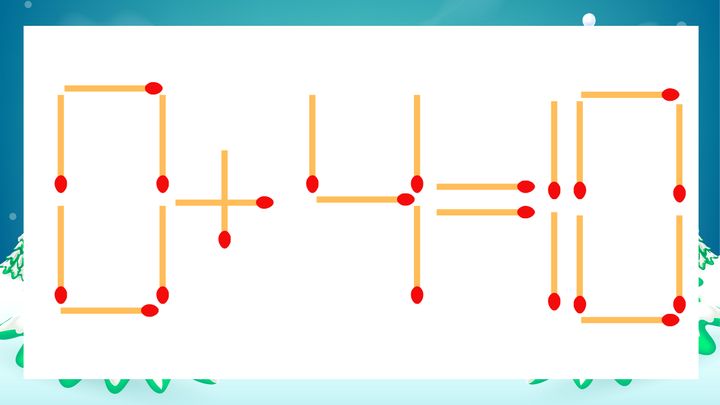 【マッチ棒クイズ】1本だけ動かして正しい式に：0+4=10？の問題画像