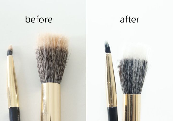 セリアの『メイクブラシクリーナー』を使った比較