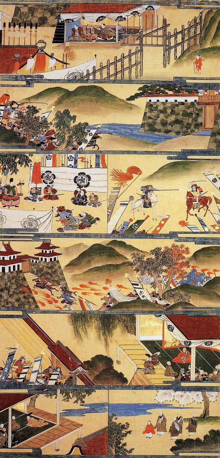 織田信長による大坂の石山本願寺攻めを描く「石山合戦絵伝 第一幅」
