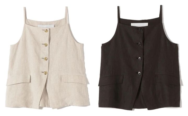 画像: 「リネン キャミソール ベスト」各￥26,400【ティッカ】 出典：シップス