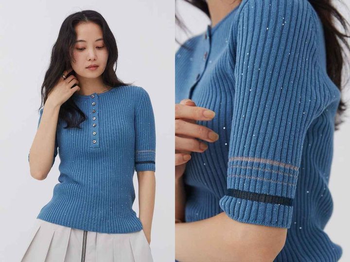 画像: 「ラメシアーRIBヘンリーニット」￥18,700 出典：ユナイテッド トウキョウ
