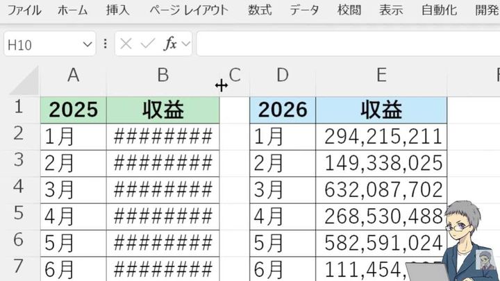 列幅を狭くすると出る「####」はなぜ起こる？