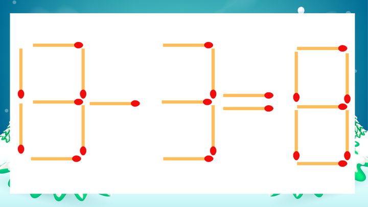 【マッチ棒クイズ】1本だけ動かして正しい式に：13-3=8？の問題画像