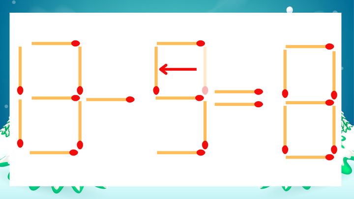 【マッチ棒クイズ】1本だけ動かして正しい式に：13-3=8？の解答画像